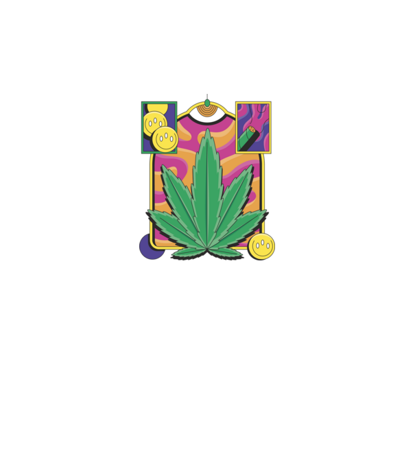 Hippy Cannabis model negru pe tricou
