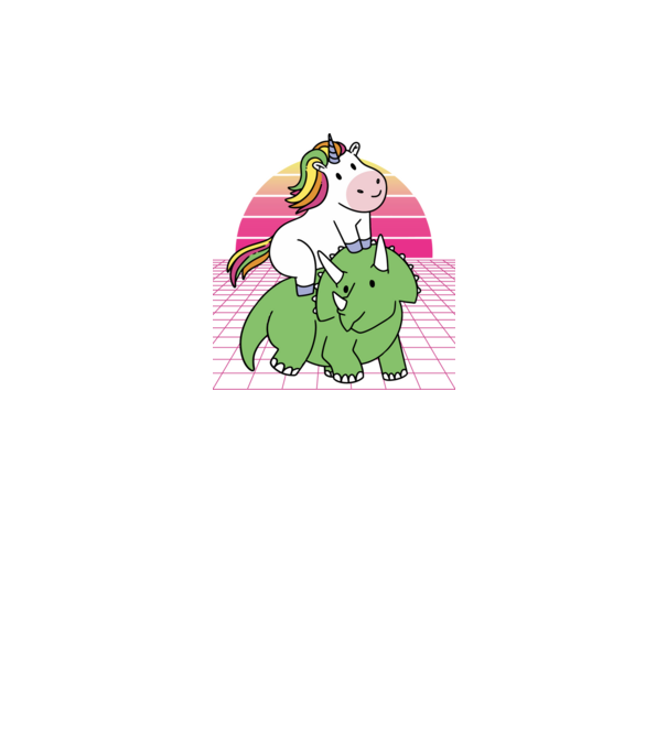 Unicorn pe dinozaur retro model negru pe tricou