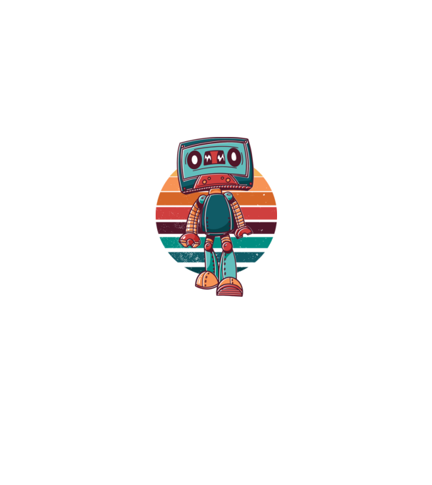 Robot Casetă retro model alb pe tricou