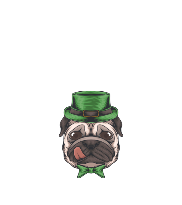 Mops Sfântul Patrick model negru pe tricou