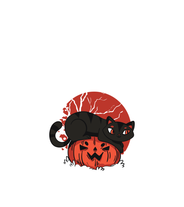 Pisică pe dovleac Halloween model negru pe tricou