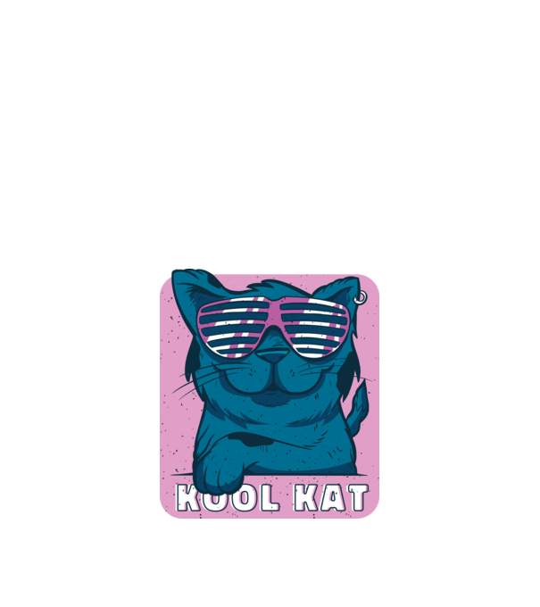 Kool Cat - Pisică Cool model albastru închis pe tricou
