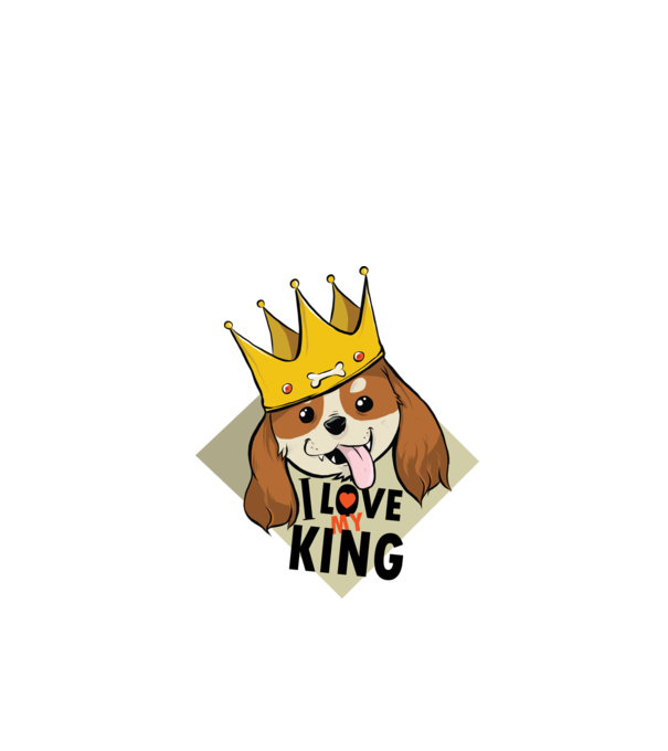 I love my king - Cavalier King Charles tricou cu câine Cocker Spaniel model negru pe tricou