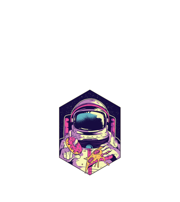 Astronaut Gogoașă și Pizza model negru pe tricou