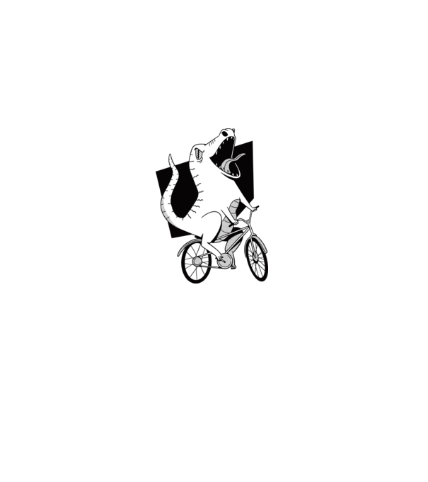 Dinozaur cu bicicletă model negru pe tricou