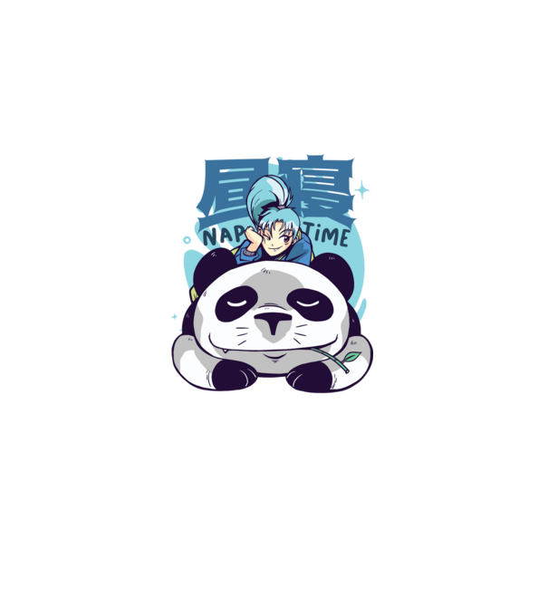 Anime Panda relaxare model albastru deschis pe tricou