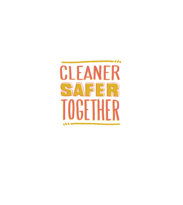 Cleaner Safer Together model alb pe tricou