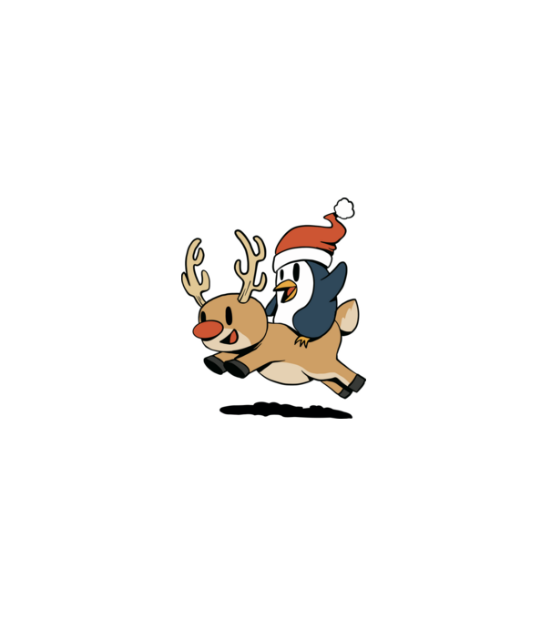 pinguin reindeer cristmas model alb pe tricou