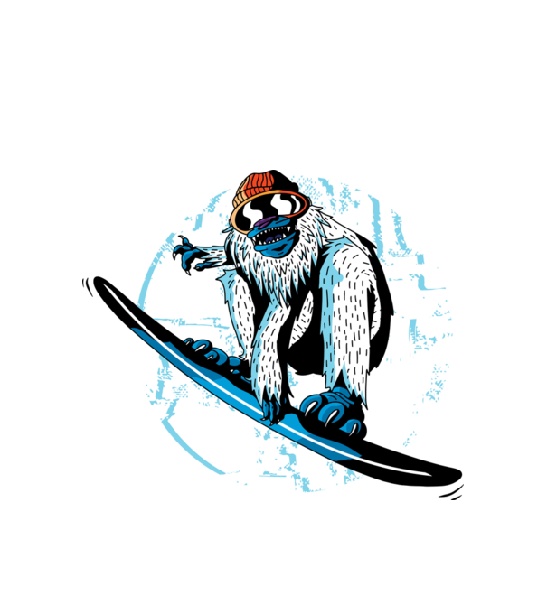 Yeti Snowboarder model alb pe tricou