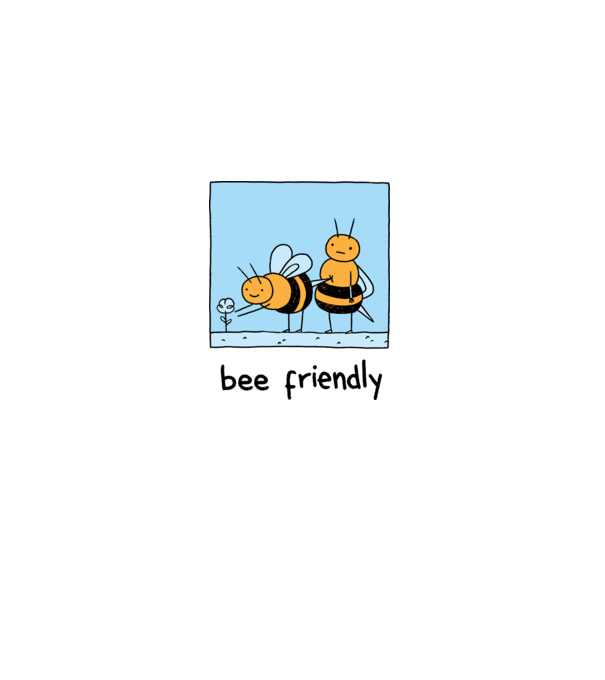 Bee friendly model alb pe tricou
