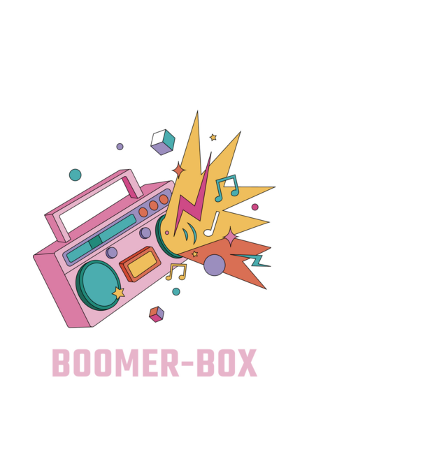 Boomer Box Magnetofon Retro model negru pe tricou