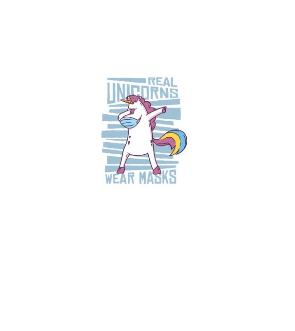 Unicorn DAB Mască model albastru închis pe tricou