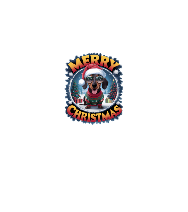 Merry Christmas Teckel model alb pe tricou