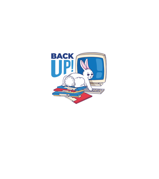 Back up bunny model alb pe tricou
