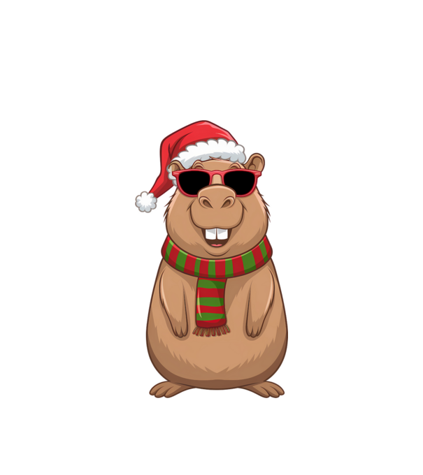 Crăciunul capybara model alb pe tricou