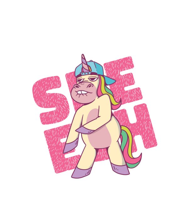 Unicorn Shesh model alb pe tricou