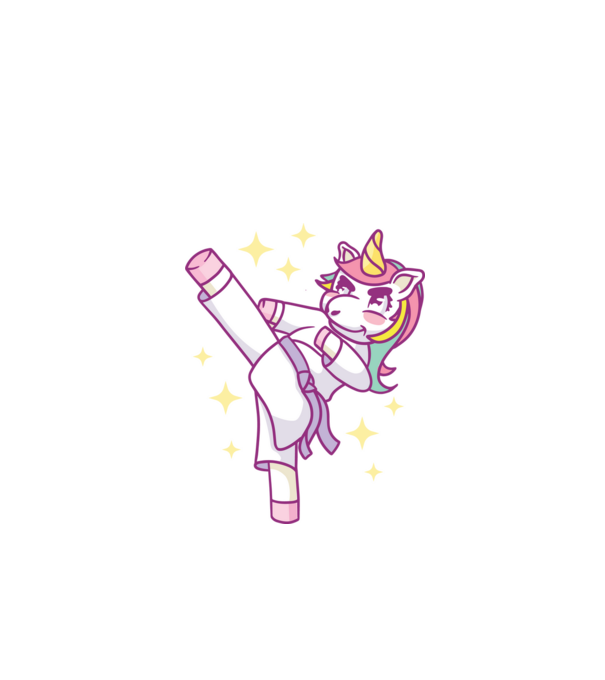 Karate unicorn model turcoaz pe tricou