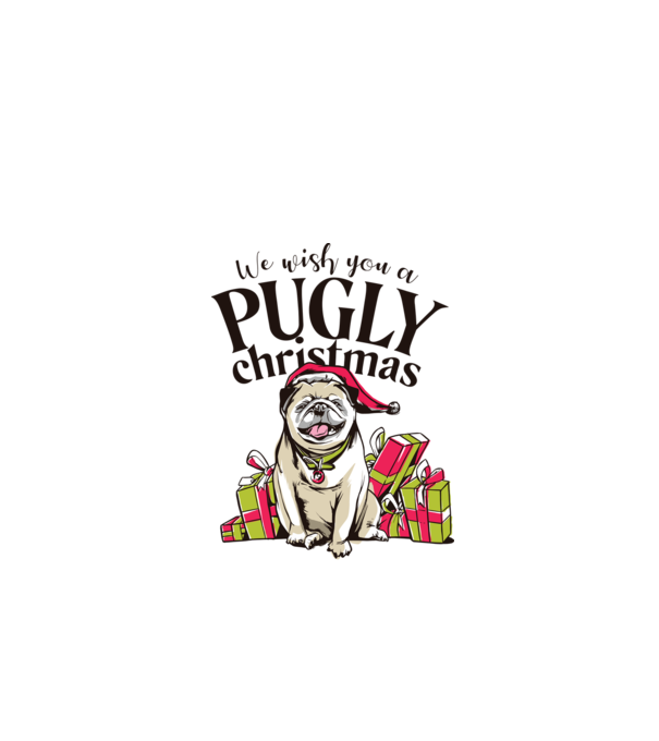 We wish You a Pugly Christmas tricou cu mops model verde de măr pe tricou