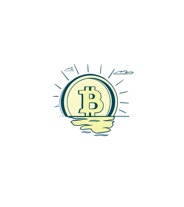Bitcoin sunrise model turcoaz pe tricou