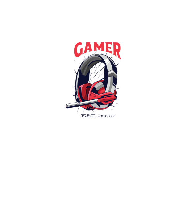 Gamer est. 2000 model alb pe tricou