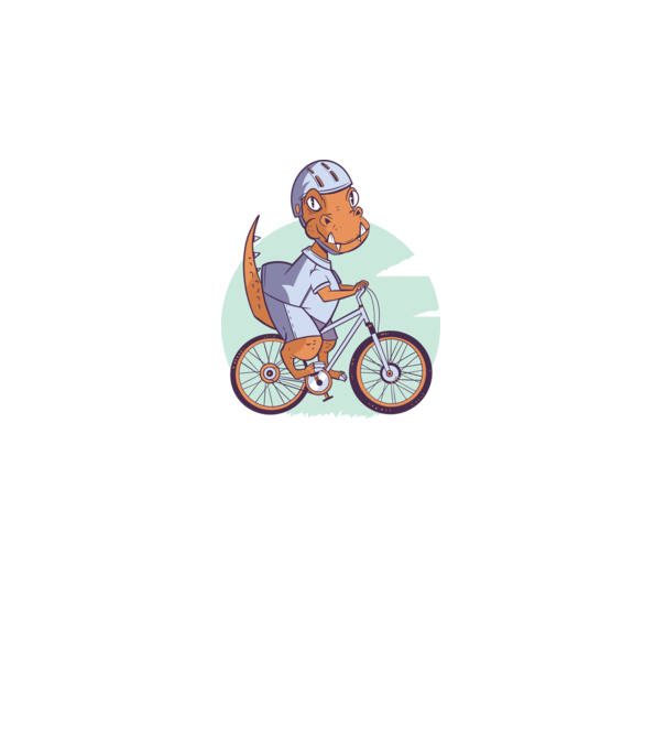 Dinozaur de T-Rex cu bicicletă model albastru regal pe tricou