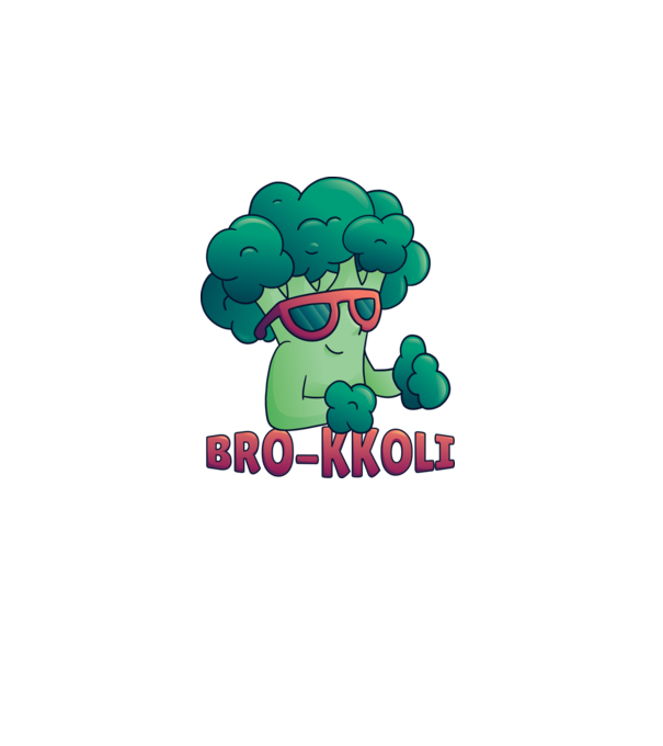 Broccoli model alb pe tricou