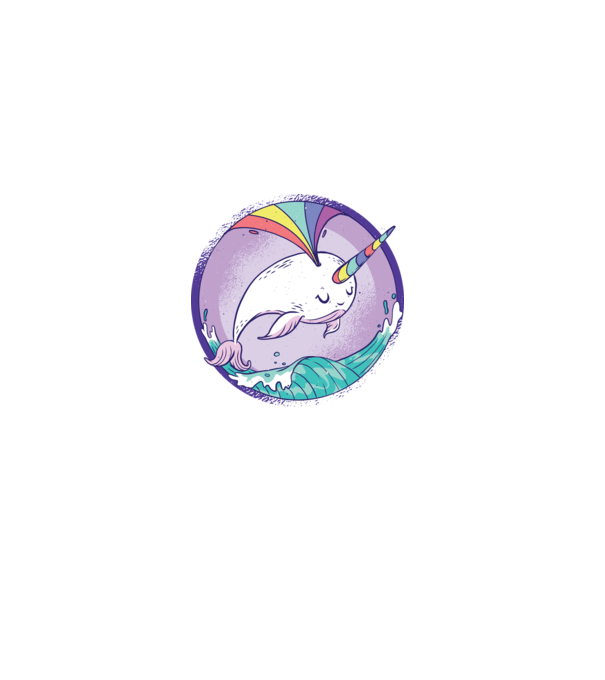 Unicorn drăguț Balenă - Narval model alb pe tricou
