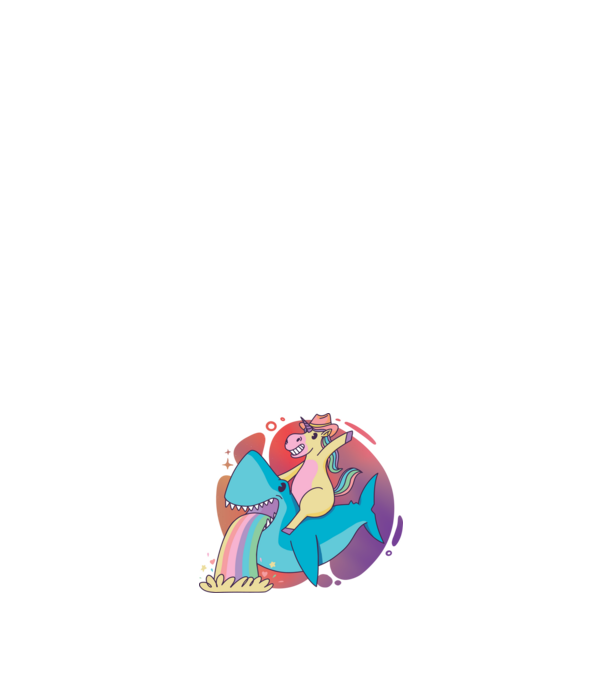Unicorn pe rechin model albastru închis pe tricou