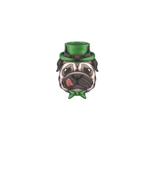 Mops Sfântul Patrick model negru pe tricou