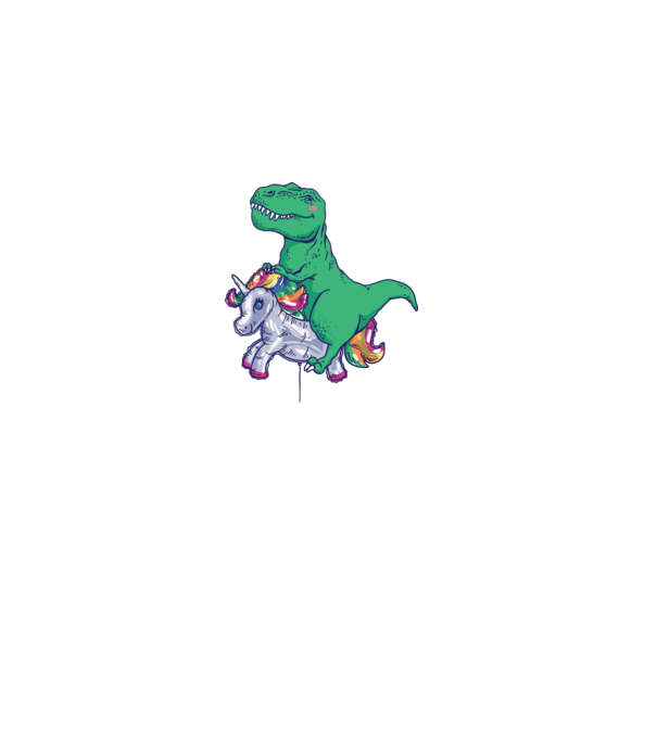 T-rex pe Unicorn balon model alb pe tricou