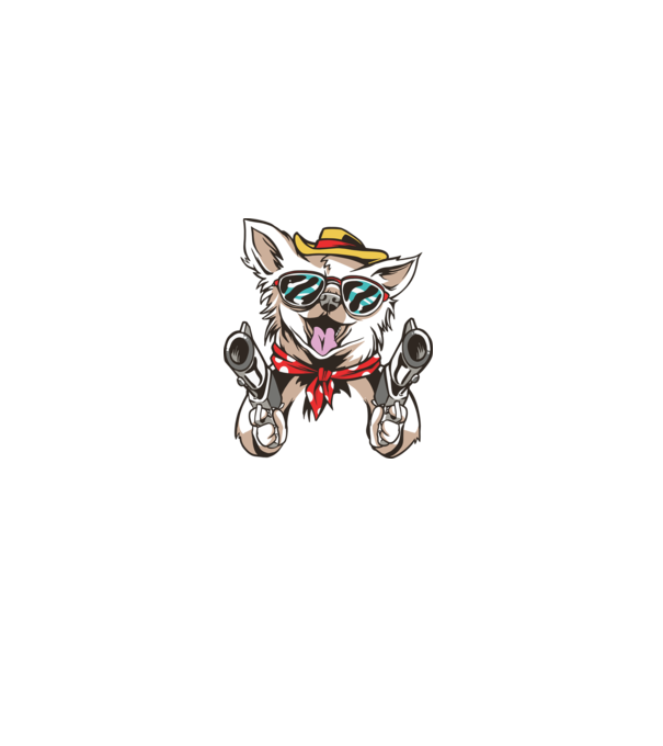Chihuahua cu Pistol model alb pe tricou
