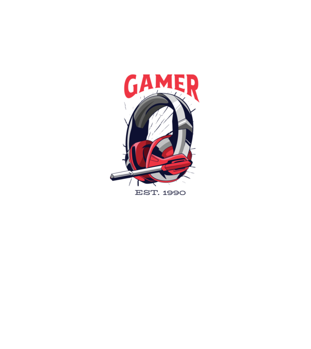 Gamer est. 1990 model alb pe tricou