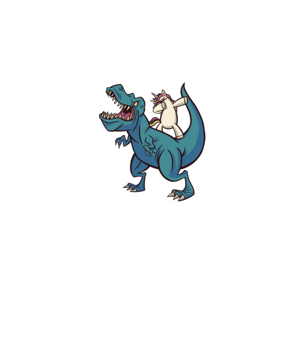 Unicorn DAB T-rex model alb pe tricou