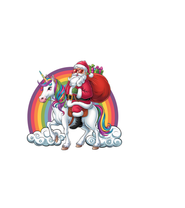Moș Crăciun cool pe un unicorn 2 model negru pe tricou