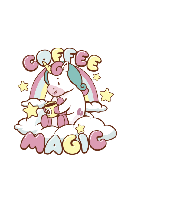 Cafea Magică Unicorn model alb pe tricou