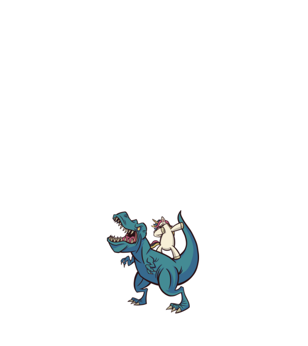 Unicorn DAB T-rex model albastru deschis pe tricou
