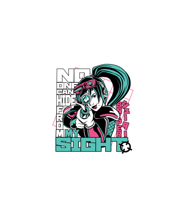 Anime Fată Lunetistă model negru pe tricou