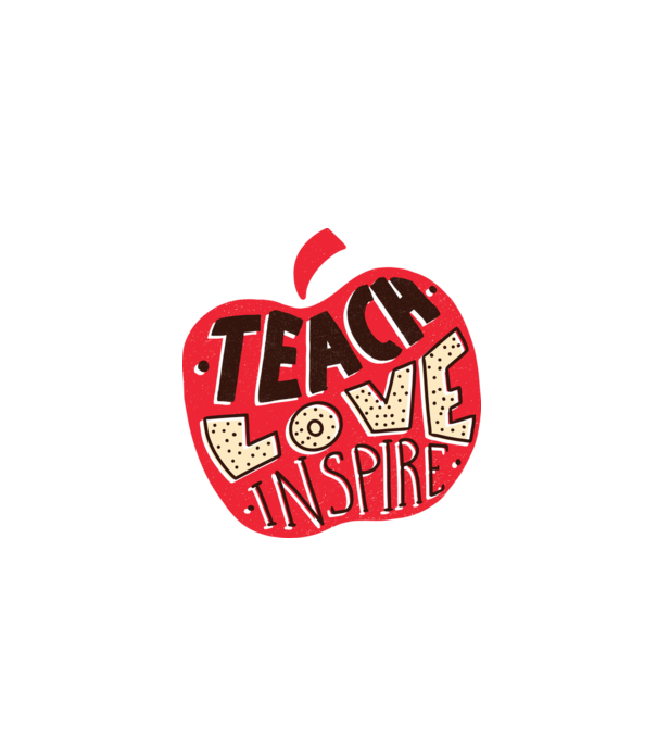 Teach Love Inspire pentru profesori model alb pe tricou
