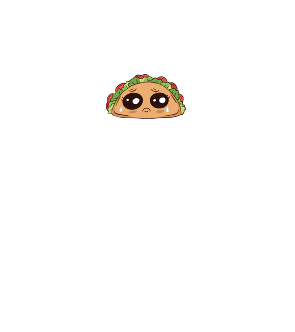 Taco trist model alb pe tricou