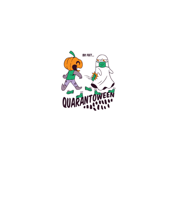 Quarantoween model alb pe tricou