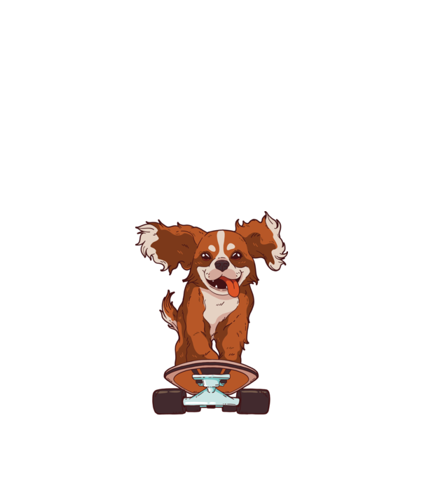 Skateboarding Cavalier King Spaniel model albastru închis pe tricou