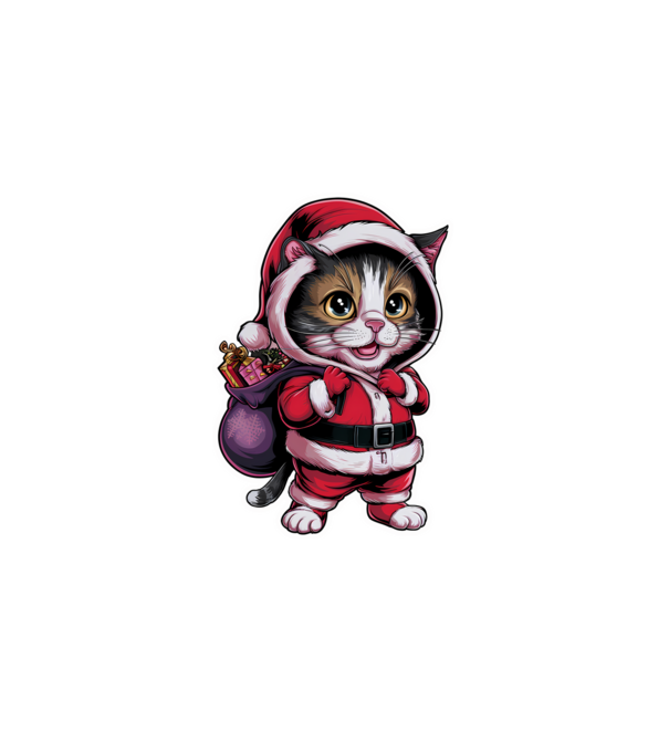 Santa Cat model negru pe tricou