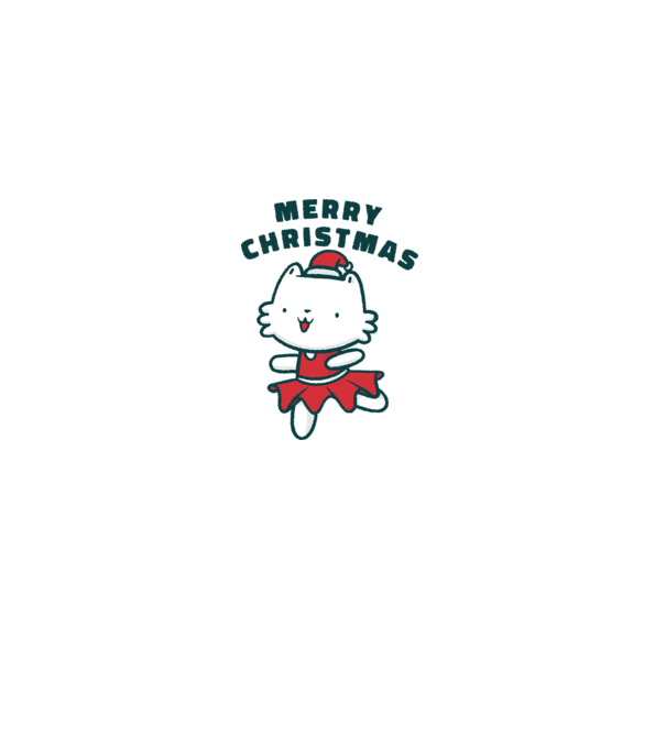 Pisică Merry Christmas model alb pe tricou