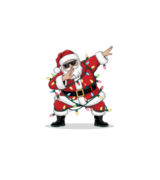 Santa Dab model alb pe tricou