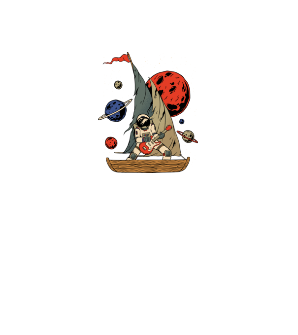 Astronaut Chitarist model negru pe tricou