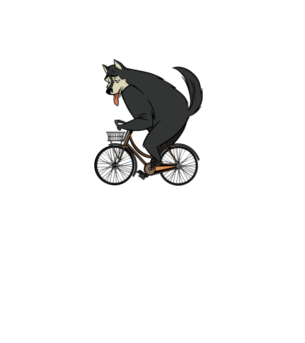 Lup pe bicicletă model alb pe tricou