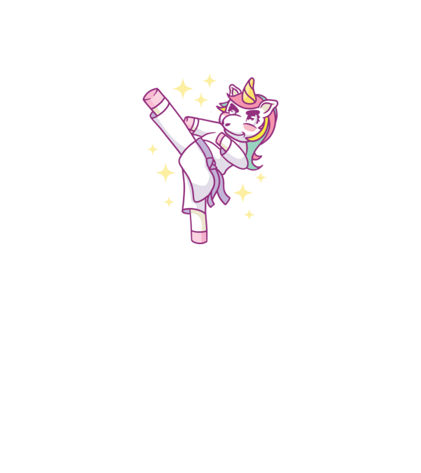 Karate unicorn model gri pe tricou