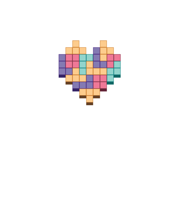 Inimă Tetris model alb pe tricou