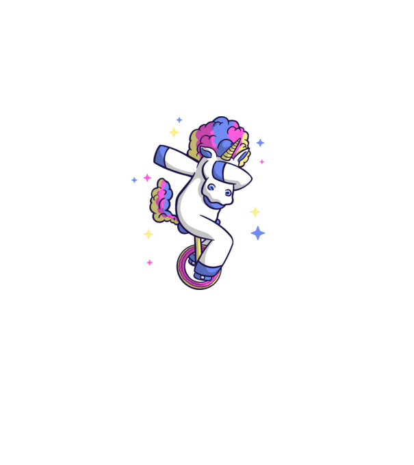 Unicorn pe monociclu model negru pe tricou