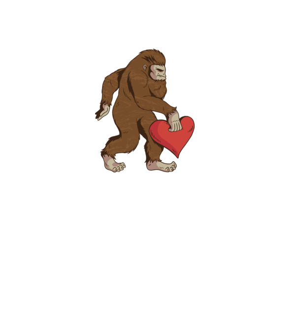 Bigfoot Yeti cu inimă model alb pe tricou